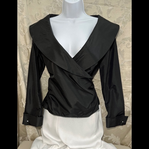 Bloomingdale's Black Wrap Blouse - Picture 1 of 8